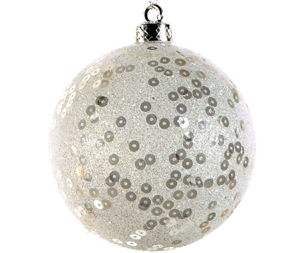 Λευκή Χριστουγεννιάτικη Μπάλα 10cm (Σετ 6 τμχ)